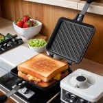 Sanduicheira, panela panini grelhada com pratos antiaderentes, sanduicheira torrada de fogão, frigideira dupla face de alumínio para cozinha doméstica, acampamento e café da manhã - Imagem 6