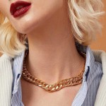 Colar de corrente de ouro feminino grosso elos cubanos clipe de papel gargantilha fecho alternado pingente em camadas joias modernas - Imagem 4