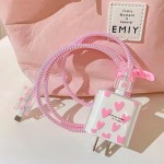 Kit Protetor De Cabo E Carregador Capa Celular Coração Rosa - Imagem 7