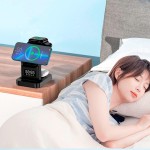Carregador Sem Fio 5 Em 1 Para iPhone, Para Apple Watch e Para AirPods Estação de Carregamento Rápido Com Relôgio, Despertador e Luz Noturna (Preto) - Imagem 7
