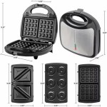 3 Em 1 Portátil Sanduicheiras Waffle Donuts Fast Antiaderente 110v(cinza prateado) - Imagem 4
