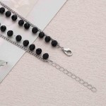 Colar gargantilha de ônix preto vintage com pingente quadrado, corrente de contas de estação preta, colar de pedras preciosas quadradas, joias femininas - Imagem 6
