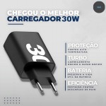 Kit Carregador Turbo 30W + Cabo Tipo C Compatível Iphone Samsung Motorola Resitencia Ultra Protecao Fonte Power Homologado Anatel Original E&A - Imagem 4