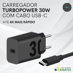 Kit Carregador Turbo 30W + Cabo Tipo C Compatível Iphone Samsung Motorola Resitencia Ultra Protecao Fonte Power Homologado Anatel Original E&A - Imagem 5