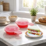 Conjunto de 2 panelas de ovo para micro-ondas, omelete de ovo rápido, sanduicheira de café da manhã, lavável na lava-louças, utensílios de cozinha (vermelho) - Imagem 5