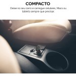 WB Carregador USB-C e USB-A rápido Veicular com duas entradas 48W, Preto - Imagem 7