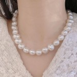 Colar feminino de pérolas, boêmio, barroco, gargantilha de pérola, joia de casamento, presente para mulheres, Large, Pérola, Sem Pedra Preciosa - Imagem 4