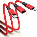 Cabo de carregamento múltiplo, cabo de carregamento USB 3 em 3 m para vários dispositivos, cabo de carregamento universal trançado para celular com porta micro USB IP tipo C - Imagem 3