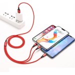 Cabo de carregamento múltiplo, cabo de carregamento USB 3 em 3 m para vários dispositivos, cabo de carregamento universal trançado para celular com porta micro USB IP tipo C - Imagem 4