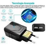 Cabo Micro USB V8 1M e Fonte Carregador de Parede Para Carga Rapida e Transferencia de Dados 5.1A Alta velocidade, Com 2 Saidas USB 25,5W Smart Charger, P/Celular e Dispositivos - Imagem 3