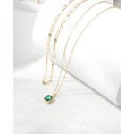 Lourny Colar de cristal em camadas de ouro para mulheres, gargantilha banhada a ouro 18 K, verde esmeralda, corrente delicada, joia moderna para presentes femininos - Imagem 6