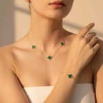 Choker Gargantilha e Pulseira Kit Trevo de Quatro Folhas Folheado Ouro 18K Joia Feminina Elegante Delicada - Imagem 3