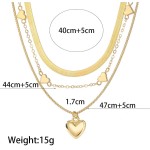 Colar gargantilha feminina com contas de coração dourado em camadas, espinha de peixe, pingente de amor, colar de espinha de peixe empilhável, dia dos namorados, acessórios para banquete - Imagem 3