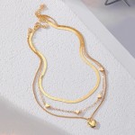 Colar gargantilha feminina com contas de coração dourado em camadas, espinha de peixe, pingente de amor, colar de espinha de peixe empilhável, dia dos namorados, acessórios para banquete - Imagem 5