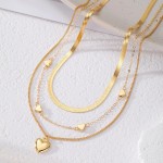 Colar gargantilha feminina com contas de coração dourado em camadas, espinha de peixe, pingente de amor, colar de espinha de peixe empilhável, dia dos namorados, acessórios para banquete - Imagem 6