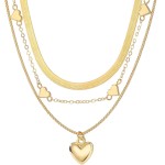 Colar gargantilha feminina com contas de coração dourado em camadas, espinha de peixe, pingente de amor, colar de espinha de peixe empilhável, dia dos namorados, acessórios para banquete - Imagem 8