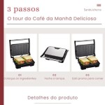 Sanduicheira Grill Elétrico Multifuncional, 750W, Antiaderente, Termostato, 110V/220V, 27x22x9cm - Imagem 5