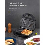 Yabano Sanduicheira, Máquina de Waffle 3 em 1, Torradeira e Grelha Elétrica Panini com Placa de Revestimento Antiaderente, Fácil de Limpar, Aquecimento Rápido - Imagem 6