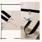 Colar punk de veludo preto, colar de sino dourado, colar de fita manchada, gótico, retrô, gargantilha de veludo, vintage, joia para mulheres e meninas - Imagem 5