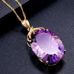 Colar Feminino Luxo "Ametista" – Prata Banhada a Ouro 18K, Pingente de Cristal Ametista e Zircônias – Joia Fina, Elegante e Sofisticada – Acompanha Bolsa de Veludo - Imagem 6