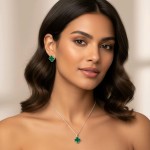Conjunto Gargantilha Colar e Brinco Trevo de Sorte Banhado a Ouro 18K – Elegância e Sofisticação para Mulheres de Estilo - Imagem 3