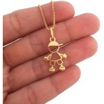 Colar Cordão Corrente Correntinha Gargantilha Feminina e Pingente Filho Menino Banhado a Ouro 18k - Imagem 3
