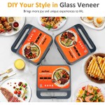 Sunvivi Sanduicheira 3 em 1, máquina de waffle elétrica com placas antiaderentes removíveis, grelha Panini de 1000 W com tampa de vidro, alça de toque legal e fácil de limpar, azul - Imagem 7