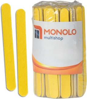100 Lixas Unha Mini Descartáveis Manicure Pedicure 8 Cm Salão Profissional Beleza Cutícula Unha Podóloga Brinde Mimo Outubro Rosa Eventos Marca Monolo Multishop (Canário, unidade, 100, Grão 100/180)