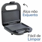 Sanduicheira Elétrica Grill Antiaderente Eletro 127v 750W Preta - Imagem 6