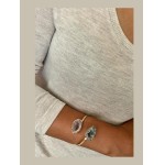 Conjunto Feminino Choker Zuri Bracelete Duplo Pedra Natural Geodo Fatiado Bege e Preto Acessórios Femininos Maxi Colar Gargantilha Cristais - Imagem 7