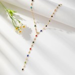 Lariat Colar feminino em forma de Y, pingente de gota de ouro, corrente longa de strass, colar de ouro - Imagem 4