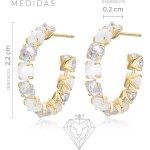 Brinco Argola Feminino com Pedra Opala Natural e Zircônias "Classic Fine" – Banhado a Ouro 18k – Acessório Elegante – Joia Clássica e Sofisticada – Acompanha Bolsa de Veludo - Imagem 7