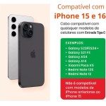 Carregador Turbo Tipo C Compatível com iPhone 15, 15 pro, 15 Pro Max, iPhone 16, 16 pro, 16 pro Max, Samsung Galaxy, IOS/Android Turbo + Cabo USB-C Ultra Rápido de 1M Premium - Imagem 7