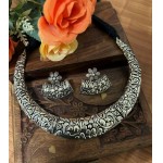 Colar gargantilha indiana afegã hasli prata oxidada tribal boho declaração kutchi joias femininas - Imagem 3