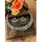 Colar gargantilha indiana afegã hasli prata oxidada tribal boho declaração kutchi joias femininas - Imagem 5