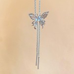 Gargantilha feminina de estrela chique vintage colar de borboleta doce Y2K borla colar feminino (superfície lisa) - Imagem 4