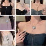 Gargantilha feminina de estrela chique vintage colar de borboleta doce Y2K borla colar feminino (superfície lisa) - Imagem 5