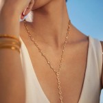 Lariat Colar feminino em forma de Y, pingente de gota de ouro, corrente longa de strass, colar de ouro - Imagem 3