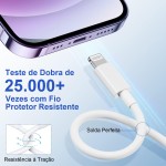 Cabo USB-C para Lightning 3A 20W 1 Metro Branco, Tipo C Cabo de Carregamento para iPhone 13/13 Pro /12/12 Pro/Pro Max/11/11 Pro/XS/Max/XR/X /8 /8Plus - Imagem 5