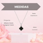 Gargantilha Trevo Preto Colar Feminino Aço Inox Prateado - Imagem 6