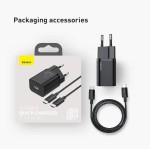 Carregador 25W Mini Super SI Com Cabo Tipo-c PD 3A Baseus Preto - Imagem 8