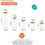 Oikos - Kit 11 Potes de Vidro com Tampa de Bambu Herméticos Redondos - Imagem 3