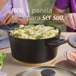 Oikos - Jogo Panelas Antiaderente Cerâmico 5 Peças para Fogão por Indução, a Gás, Elétrico e Vitrocerâmico Cor Preta Mou Chia - Imagem 4