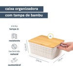 Oikos - Caixa Organizadora 4L com Tampa de Bambu Branca - Imagem 3