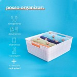 Oikos - Caixa Organizadora 4L com Tampa de Bambu Branca - Imagem 4