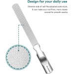 Lixa de unha de aço inoxidável com alça antiderrapante e estojo de couro, dupla face e unhas de lixa facilmente para homens e mulheres - Imagem 3