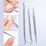 Pacote de 3 peças de lixa de unha encravada feita de aço inoxidável: ferramentas de dupla face para limpeza especializada de unhas - Imagem 5