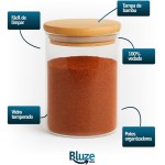 Kit 06 Potes de Mantimentos Herméticos 300ml Pote Redondo de Vidro Tampa De Bambu Premium - Imagem 4