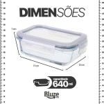 Kit 10 Potes De Vidro Borossilicato Retangular Marmita Com Tampa Hermética 640ml Resistente Premium - Imagem 3
