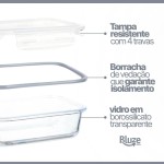 Kit 10 Potes De Vidro Borossilicato Retangular Marmita Com Tampa Hermética 640ml Resistente Premium - Imagem 4